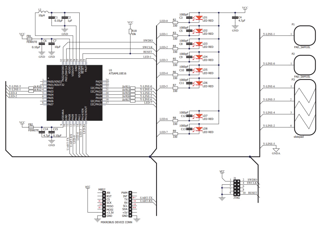 Schematic - Mikroe MIKROE-3414 SAML Touch Click